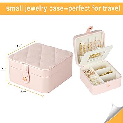 MODENGKONGJIAN Mini Jewelry Travel Case, PU Leather Travel Jewelry  Organizer Box, Small Portable Portable Jewellery Storage Holder for Womens  Rings