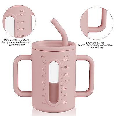 6 Months+ Sippy Cups with Handles,Silicone Sippy Cups Leak Proof 5oz,No  Spill Sippy cups for Toddlers (Pink)