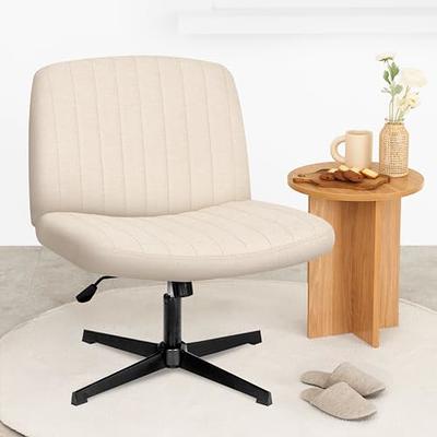 PUKAMI Armless Office Desk Chair No Wheels,Fabric Padded Modern  Swivel,Height Adjustable Wide Seat Computer Task Vanity Chair for Home  Office,Mid Back