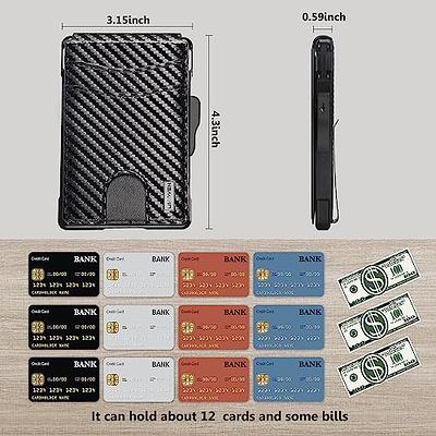 Tactical Minimalist Wallet for Men, Slim RFID-Blocking Metal Card Holder, Front Pocket Men’s Leather Dapper Bifold Wallet with Money Clip with Band