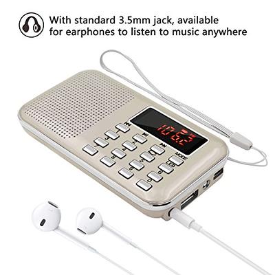 Mini Portable Radio AM FM Pocket Radio with MP3, LED Flashlight, Digital  Radio Speaker Support Micro SD/TF Card/USB, Auto Scan Save, 1200mAh