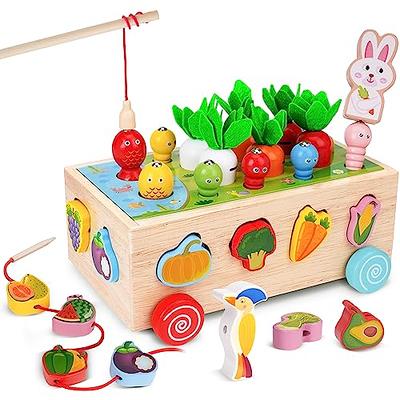 Skrtuan Carrot Harvest Game Wooden Toy for Toddler 1 2 3 Year Old