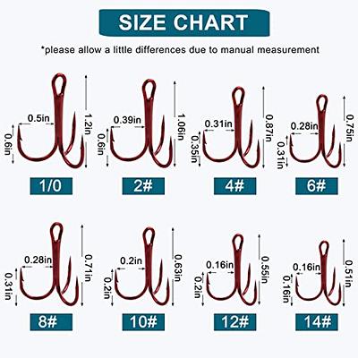 Fishing Red Treble Hooks- 80/120pcs Sharp Round Bend Barbed Treble