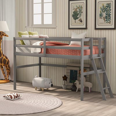 Full Loft Bed Modern Pine Wood Kids' Beds with Guardrail & Underbed Storage  Space - Yahoo Shopping