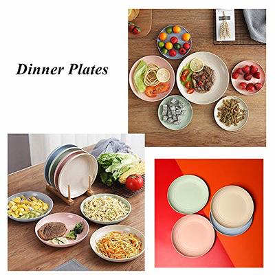 4 Pack Unbreakable Divided Plates, 6 Compartments Wheat Straw