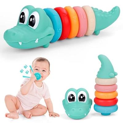 5 in 1 Montessori Toys for Babies 0-3-6-12 Months, Soft Baby Teething Toys,  Sensory Bin Toy, Stacking Building Blocks & Rings for