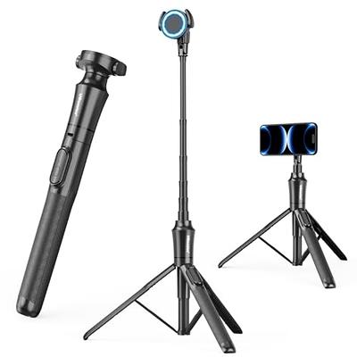 64” Phone&Tablet Tripod, Aureday Cell Phone Tripod for iPhone with Wireless  Remote and Phone Holder, Extendable iPad Tripod Stand for Video