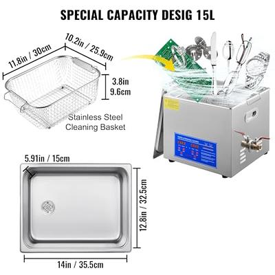 15L Ultrasonic Cleaner with Digital Timer&Heater Professional Ultrasonic  Cleaner 40kHz Advanced Ultrasonic Cleaner 110V for Wrench