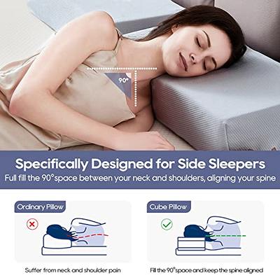 Square Side Sleeper Pillow - Pain Free Sleep | Thin - 4 inch | Pillow Cube