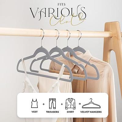 Flysums Premium Velvet Hangers 50 Pack, Heavy Duty Study Gray Hangers for Coats, Pants & Dress Clothes - Non Slip Clothes Hanger Set