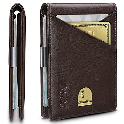 Montauk Leather Club Men's RFID Signal Blocking Genuine Leather Tri-Fold  Wallet with Gift Box 