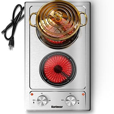 Karinear 12 Inch 2 Burners Plug in Electric Ceramic Cooktop