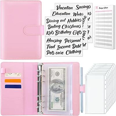A6 Budget Binder for Money Saving Binder, PU Leather Budget Planner with  Cash Envelopes, Budget Sheets & Rose Gold Category Stickers, Budget Wallet