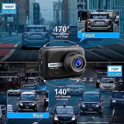 Dash Cam Front and Rear, 1080P Full HD Dash Camera for Cars, 64G SD Card,  2.45 inch IPS Screen, Night Vision, WDR, 2 Mounting Ways, Parking Monitor,  G-Sensor,Loop Recording, Motion Detection 