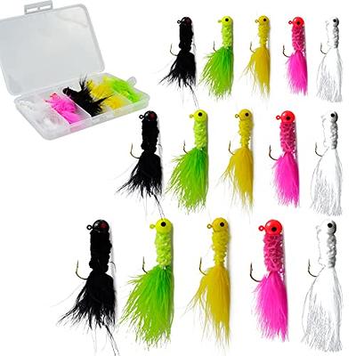 15pcs/Box Fishing Crappie Jig Marabou Feather Jig Head Hooks