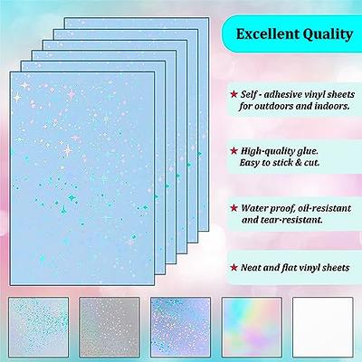 Seajan 80 Pcs Holographic Laminate Sheets Holographic Glitter Sticker Paper  8.5 x 11 Inch Clear Overlay Self Adhesive Vinyl Laminate Film Waterproof