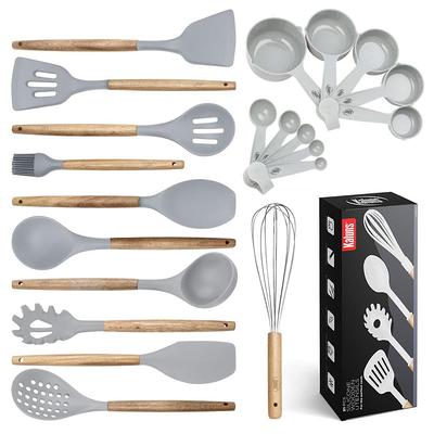 The Pioneer Woman Silicone Kitchen Utensils Set with Acacia Wood Handle - Gray - 1 Each