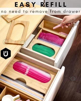 KUNABOO Bamboo Ziplock Bag Storage Organizer, 5 Boxes Set Drawer Organizer  for Ziplock Bags and Foil Plastic Wrap Cutter Dispenser (FSC Certified  eco-Friendly Bamboo) Sandwich Bag Organizer for Drawer - Yahoo Shopping
