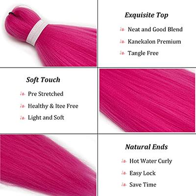 Rose Pink Braiding Hair Pre Stretched Box Braid Hair Extension 26 Inch  (Pack of 3) 26