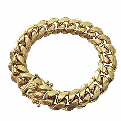 Double Curb Link Chain Bracelet 18K Gold Mens Bracelet Punk Hip Hop Jewelry