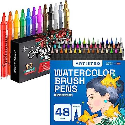  SFAIH Brush Tip Water-Based Markers Set 48 Colors