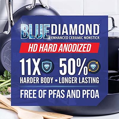 Blue Diamond Cookware Diamond Infused Ceramic Nonstick, 1QT and 2QT  Saucepan Pot Set, PFAS-Free, Dishwasher Safe, Oven Safe, Blue