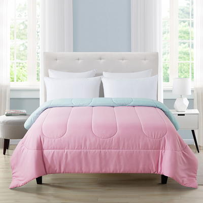 Mainstays Reversible Microfiber Comforter, Pink/Teal, Twin/Twin XL