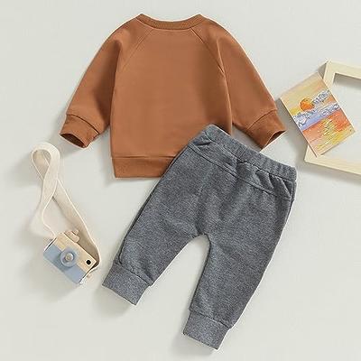 JWZUY 12Months-12Years Toddler Boy Girl Solid Sweatsuit Clothes Set Fall  Winter Outfits Crewneck Sweatshirt and Jogger Pants Set Red Months 