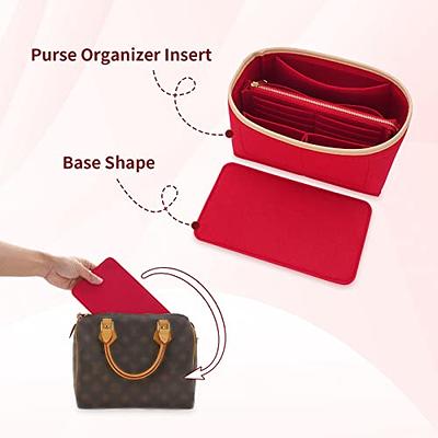 Doxo Purse Organizer Insert & Base Shaper 2pc Set, Felt Handbag Bag Fit LV  Speedy & Neverfull More (L-Red)