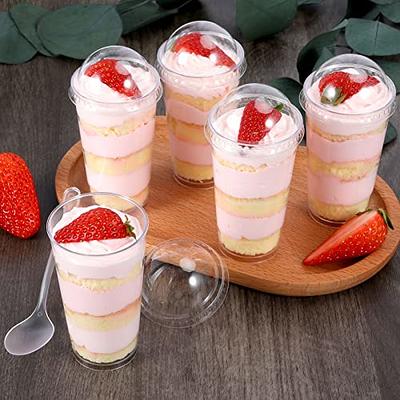 Zezzxu 50 Pack 5 oz Dessert Cups with Lids and Spoons, Plastic Parfait Cups  with Lids Clear Mini Des…See more Zezzxu 50 Pack 5 oz Dessert Cups with