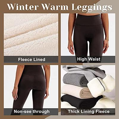 High Waist Thermal Leggings Thick Women's Winter Fleece Lined Warm Tummy  Control