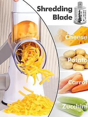 LucGee Rotary Cheese Grater with Handle - 3 in 1 Cheese Shredder Rotary  Grater Stainless Steel Handheld, Vegetable Slicer for Fruit, Cheese,  Nuts(White) - Yahoo Shopping