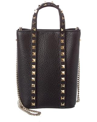 Valentino Rockstud Large Grainy Leather Shopper Tote