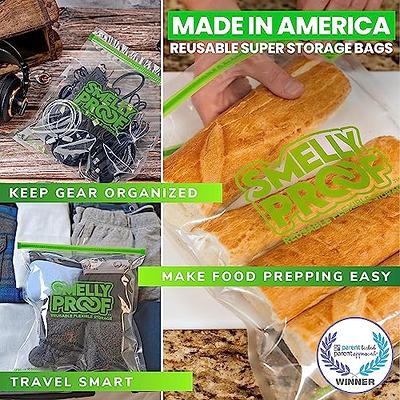 Reusable Freezer Bags for Food Storage by Smelly Proof - Made in USA, Easy Clean, Dishwasher-Safe, Peva & BPA Free, XXL 3-Mil Thick Bags, Extra