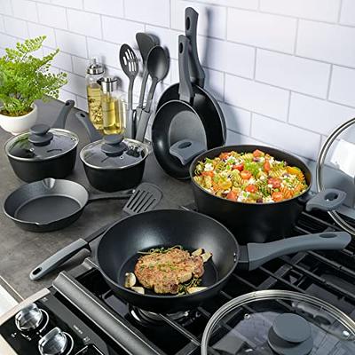 Gibson Soho Lounge Nonstick Forged Aluminum Induction Pots and Pans  Cookware Set W/Cast Iron Skillet, 15-Piece Set, Black - Yahoo Shopping