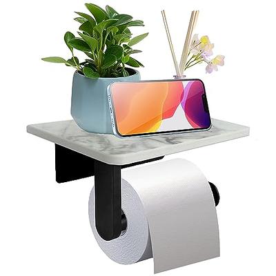 Homusthave Marble Toilet Paper Holder with Shelf, Toilet Paper Roll Holder  Screw Wall Mount, Stainless Steel Tissue Roll Holder with Storage for  Bathroom Washroom White - Yahoo Shopping