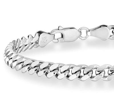 Miabella Italian Diamond-Cut Cuban Link Curb Chain Bracelet