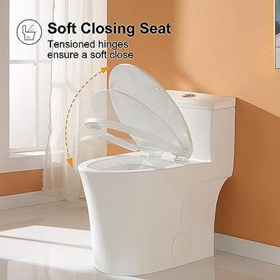 Swiss Madison Sublime II Glossy White Dual Flush Round Standard Height Soft  Close Toilet 12-in Rough-In 1.28-GPF at