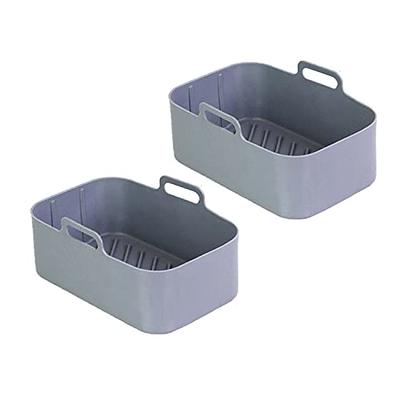 2 PCS Air Fryer Silicone Pot for Ninja Foodi Dual DZ201, Reusable rectangle  Silicone Air Fryer Liner,Rectangle Air Fryer Basket for Ninja 8 QT Air  Fryer Basket,Air Fryer Accessories(Gray) 