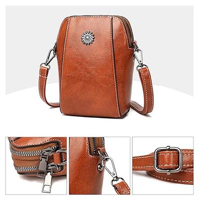 MJ Women Leather Messenger Bag Wide Shoulder Strap Female Retro