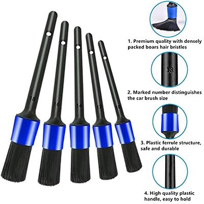 5pcs Car Detailing Brushes Set, Boars Hair Auto Car Detail Brush