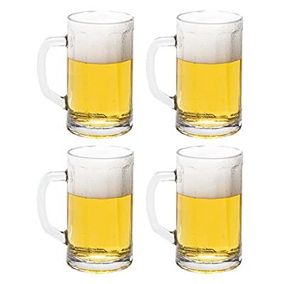 TUSAPAM Classic Glass Beer Mugs Set - Beer Mugs with Handles