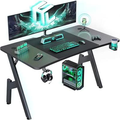 Vineego 47 inch Gaming Desk Computer Desk with Monitor Stand and Cup  Holder, Black