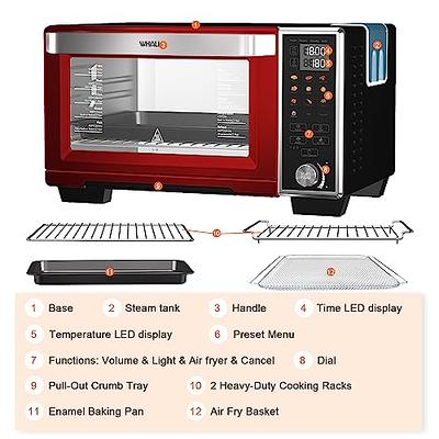 WHALL Toaster Oven Air Fryer, XL Large 30-Quart Smart Oven,11-in-1 Toaster  Oven Countertop with Steam Function,12-inch Pizza,Stainless Steel /1700W/R