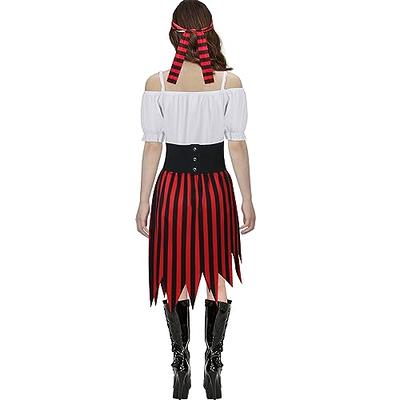 Panitay Women Pirate Costume Renaissance Peasant Top Corset Belt Pirate Skirt Medieval Halloween Outfit