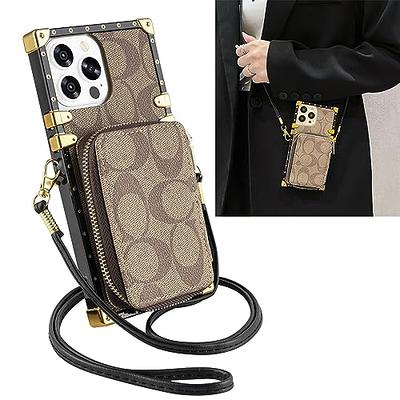 Atiptop Designer Crossbody Wallet Case Compatible with iPhone 13 Pro Max,  Travel Credit Card Holder and Crossbody Carry Strap, Vintage Brown