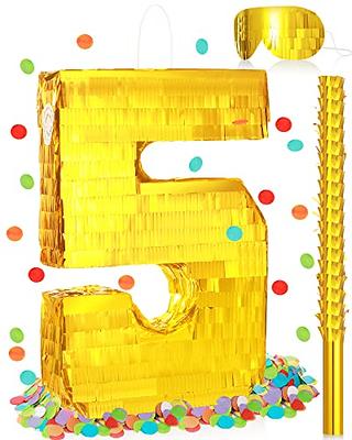 Small Floral Number 1 Pinata with Gold Foil + Pull Strings for