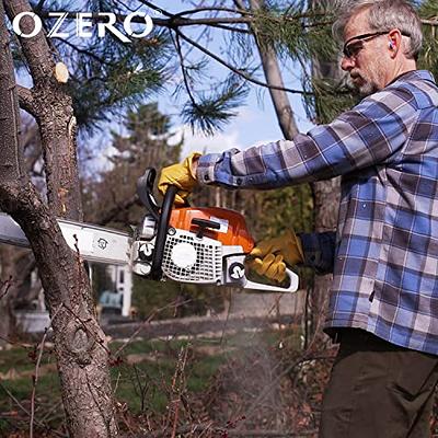 OZERO Flex Grip Leather Work Gloves Stretchable Wrist Tough Cowhide Working Glove 1 Pair (Gold Medium)