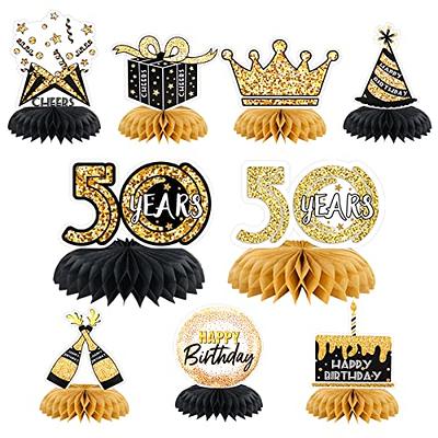 8 PCS Black Gold Honeycomb Centerpieces Vintage Table Sign Tables