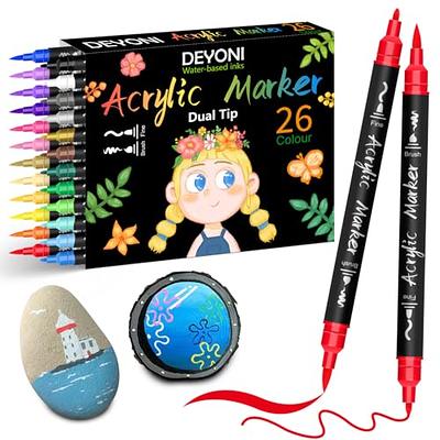 Acrylic Paint Pens - 28 Color Extra Fine Tip Markers for Painting Various  Surfaces - Premium Art Supply Set